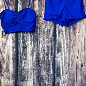 Blue Ruched Bikini Set